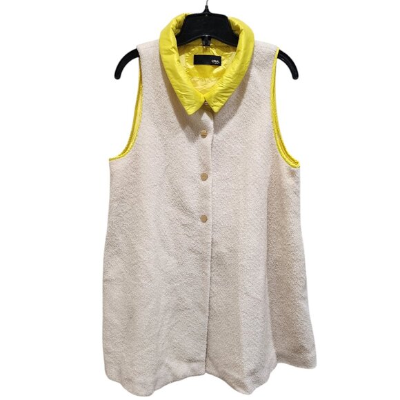 Eral  Women's Size Large Yellow and Beige Sleeveless Vest with Pockets - Picture 1 of 12